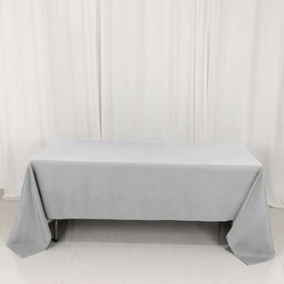 Premium Silver Polyester 60"x126" Rectangle Tablecloth Premium Silver Polyester 60"x126" Rectangle Tablecloth