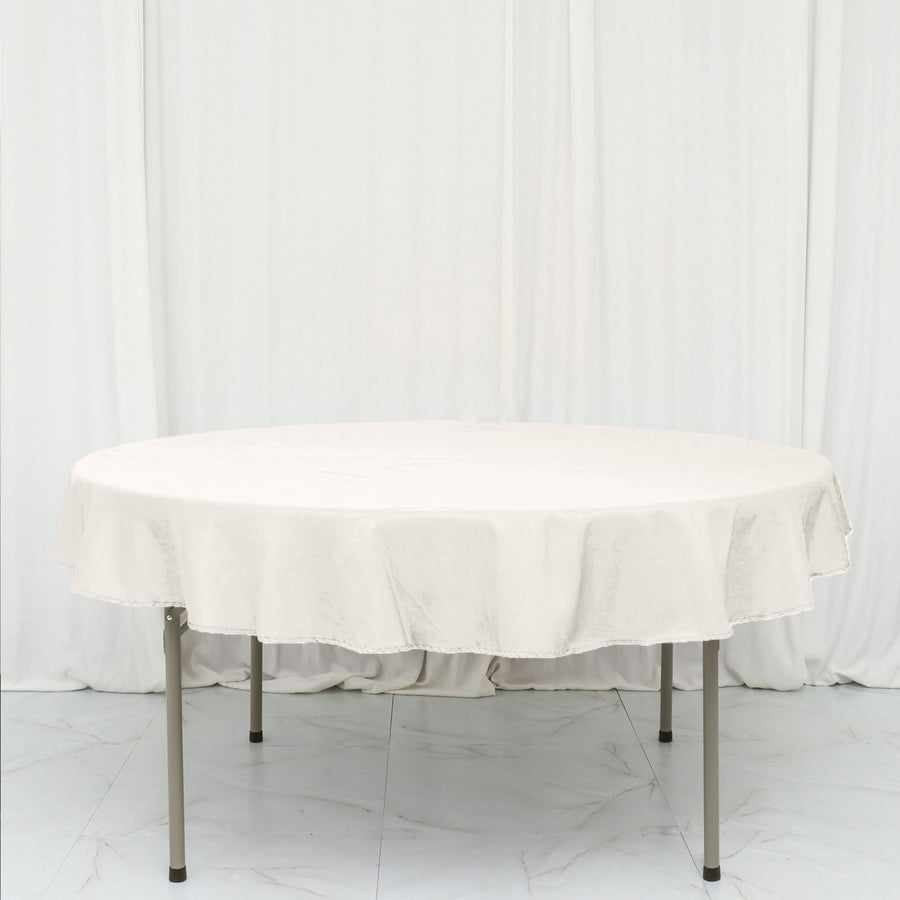 70" Round Ivory Polyester Linen Tablecloth