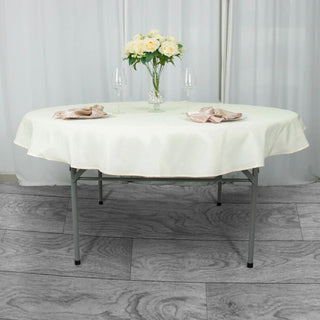 Elevate Your Event with the 70" Ivory Seamless Premium Polyester Round Tablecloth