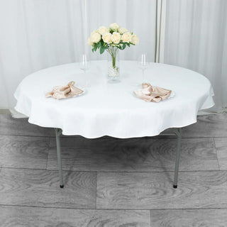 Elevate Your Event with the 70" White Premium Polyester Round Tablecloth Elevate Your Event with the 70" White Premium Polyester Round Tablecloth