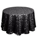 120" Big Payette Black Sequin Round Tablecloth Premium Collection