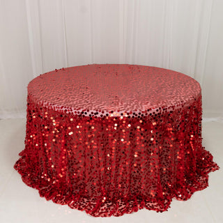Red Sequin Round Tablecloth for Glamorous Event Styling Red Sequin Round Tablecloth for Glamorous Event Styling
