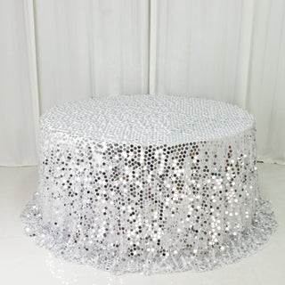 <strong>Silver Big Payette Sequin Round Tablecloth</strong> <strong>Silver Big Payette Sequin Round Tablecloth</strong>