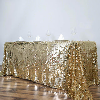 Add a Touch of Elegance with the Champagne Seamless Big Payette Sequin Rectangle Tablecloth Add a Touch of Elegance with the Champagne Seamless Big Payette Sequin Rectangle Tablecloth