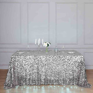 Add a Touch of Elegance with the Silver Sequin Rectangle Tablecloth