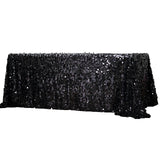 90x156 Black Big Payette Sequin Rectangle Tablecloth Premium