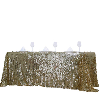 Create a Magical Atmosphere with the Champagne Seamless Big Payette Sequin Rectangle Tablecloth