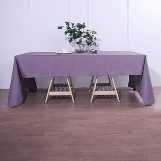 Elevate Your Event Decor with the 72"x120" Violet Amethyst Seamless Polyester Rectangle Tablecloth