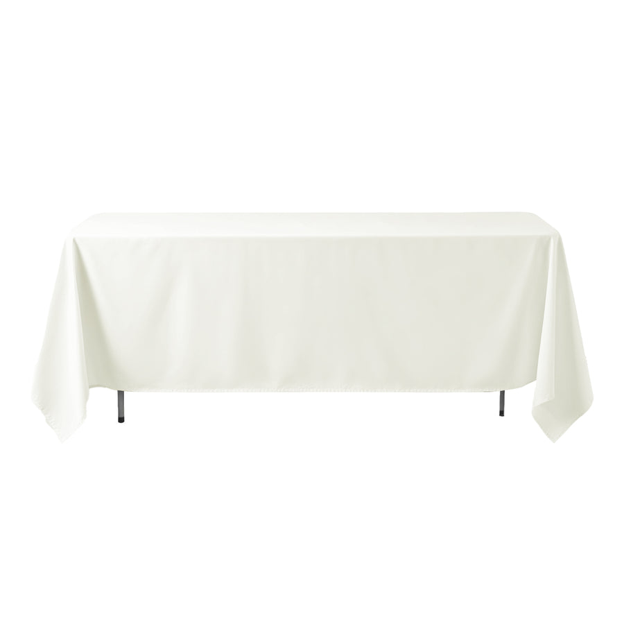 72"x120" Ivory Polyester Rectangle Tablecloth, Reusable Linen Tablecloth