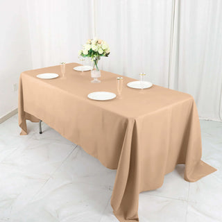 Create a Timeless and Elegant Setting with the Nude Polyester Rectangle Tablecloth Create a Timeless and Elegant Setting with the Nude Polyester Rectangle Tablecloth