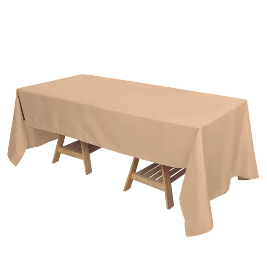 72"x120" Nude Polyester Rectangle Tablecloth, Reusable Linen Tablecloth