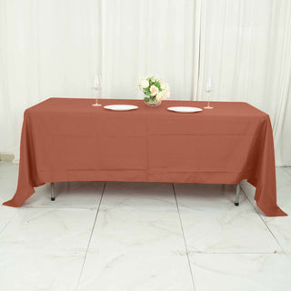 Terracotta (Rust) Polyester Rectangle Tablecloth Terracotta (Rust) Polyester Rectangle Tablecloth