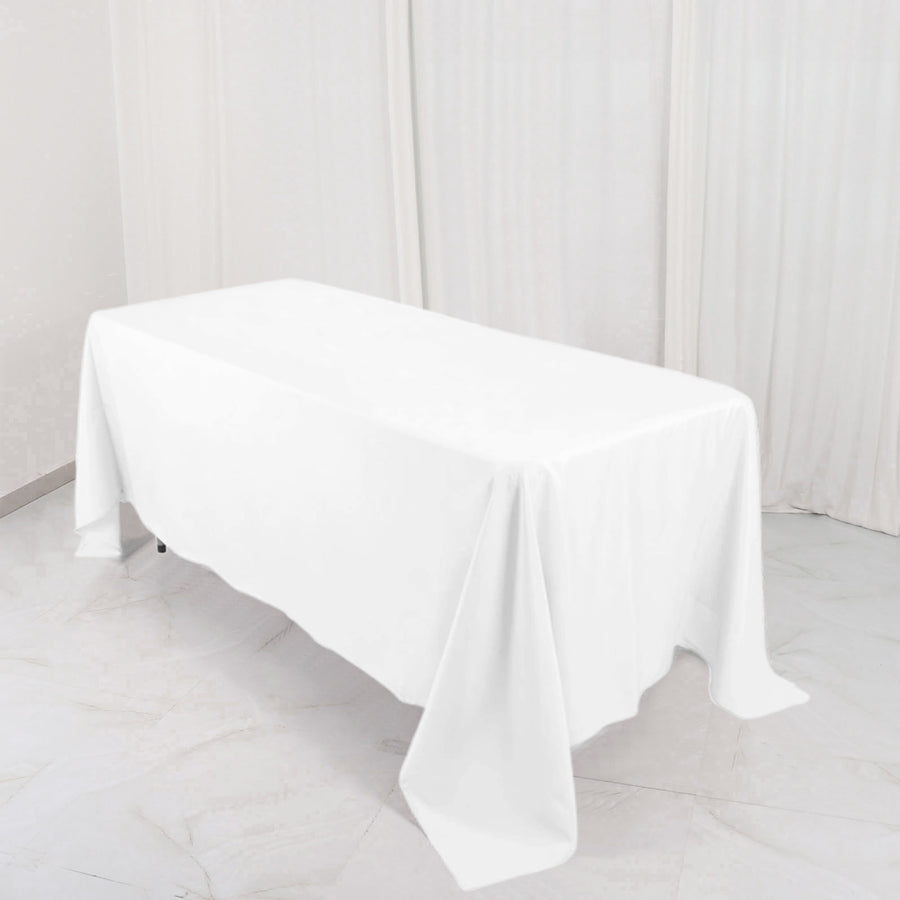 72"x120" White Premium Polyester Rectangular Tablecloth - 220GSM