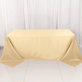 Beige Polyester Rectangular Tablecloth - Add Elegance to Your Event Decor Beige Polyester Rectangular Tablecloth - Add Elegance to Your Event Decor