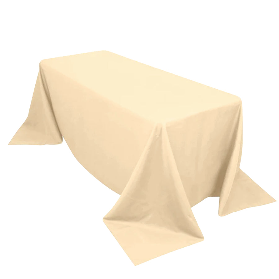 90x132inch Beige Seamless Premium Polyester Rectangular Tablecloth - 200GSM