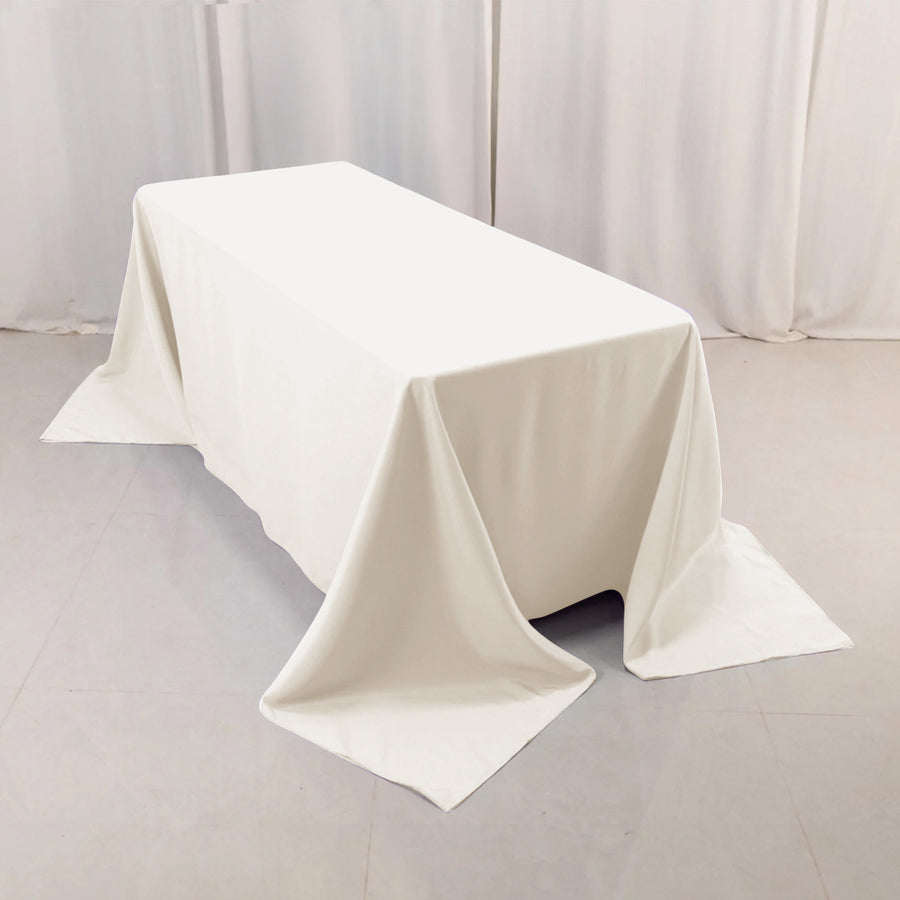 90x132inch Ivory 200 GSM Seamless Premium Polyester Rectangular Tablecloth