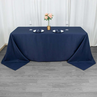 Create a Stunning Ambiance with the Navy Blue Premium Polyester Tablecloth Create a Stunning Ambiance with the Navy Blue Premium Polyester Tablecloth