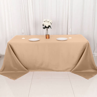 Elevate Your Event with the 90"x132" Nude Seamless Polyester Rectangular Tablecloth Elevate Your Event with the 90"x132" Nude Seamless Polyester Rectangular Tablecloth