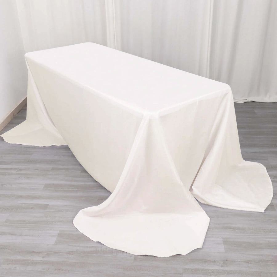 Ivory Seamless Polyester Rectangular Tablecloth Rounded Corners 90x156inch Oval Oblong Tablecloth