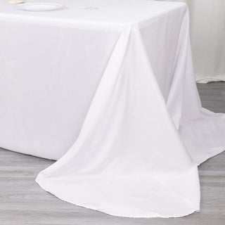 Create Unforgettable Moments with the 90"x156" White Seamless Polyester Round Corner Tablecloth Create Unforgettable Moments with the 90"x156" White Seamless Polyester Round Corner Tablecloth