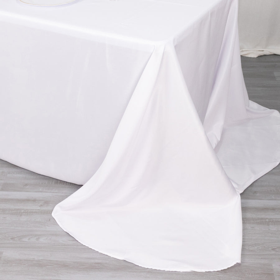 White Seamless Polyester Rectangular Tablecloth Rounded Corners 90x156inch Oval Oblong Tablecloth