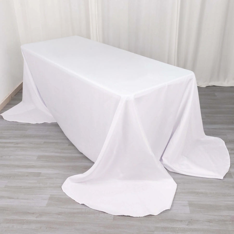 White Seamless Polyester Rectangular Tablecloth Rounded Corners 90x156inch Oval Oblong Tablecloth
