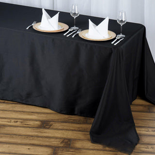 Create a Timeless Atmosphere with the Black Premium Polyester Tablecloth Create a Timeless Atmosphere with the Black Premium Polyester Tablecloth