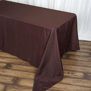Elevate Your Event Decor with the Chocolate Seamless Polyester Rectangular Tablecloth