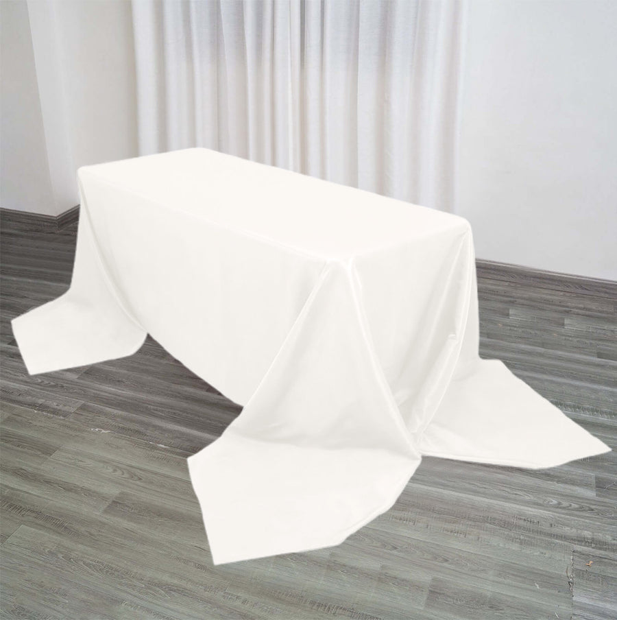 90x156inch Ivory 220 GSM Seamless Premium Polyester Rectangular Tablecloth