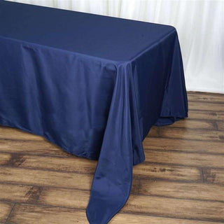 Navy Blue Polyester Rectangular Tablecloth - Add Elegance to Your Event Decor Navy Blue Polyester Rectangular Tablecloth - Add Elegance to Your Event Decor