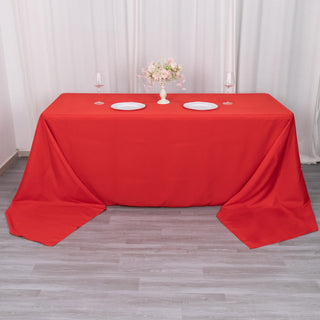 Add Elegance to Your Event with the Red Premium Polyester Rectangular Tablecloth