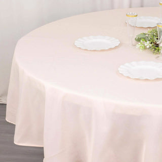 Create a Luxurious Ambiance with our Blush Polyester Tablecloth Create a Luxurious Ambiance with our Blush Polyester Tablecloth
