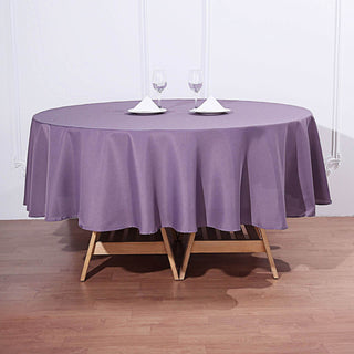 Add Elegance to Your Event with the 90" Violet Amethyst Polyester Round Tablecloth Add Elegance to Your Event with the 90" Violet Amethyst Polyester Round Tablecloth