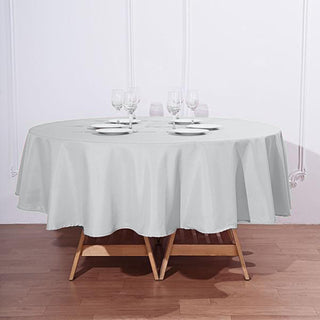 Elevate Your Event with the Silver Polyester Round Tablecloth Elevate Your Event with the Silver Polyester Round Tablecloth