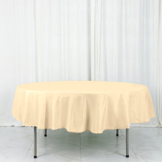 Add Elegance to Your Event with the 90" Beige Polyester Round Tablecloth Add Elegance to Your Event with the 90" Beige Polyester Round Tablecloth