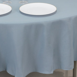 <strong>Wrinkle-Resistant Dusty Blue Polyester Round Tablecloth</strong> <strong>Wrinkle-Resistant Dusty Blue Polyester Round Tablecloth</strong>