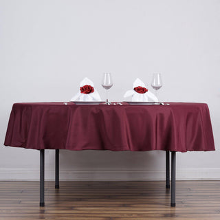 Elevate Your Event with the Burgundy Seamless Polyester Round Tablecloth
