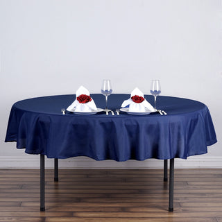 Elevate Your Event with the Navy Blue Polyester Round Tablecloth Elevate Your Event with the Navy Blue Polyester Round Tablecloth