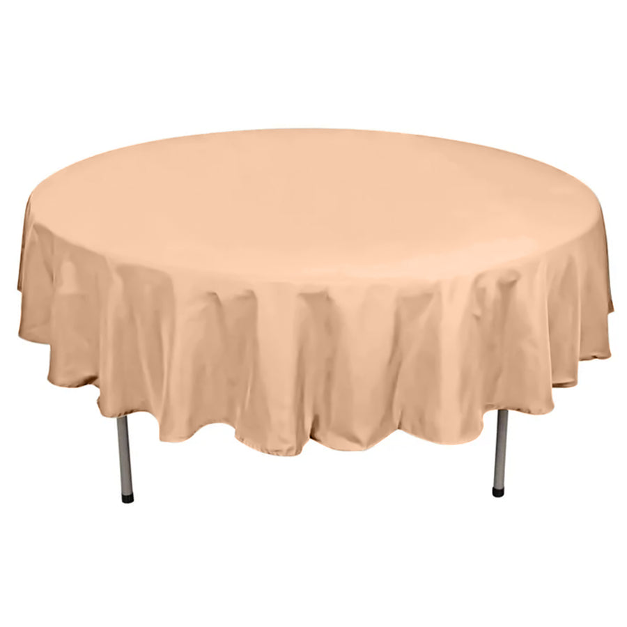 90" Nude Polyester Round Tablecloth