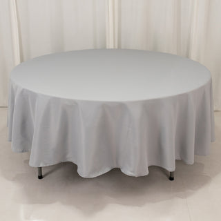 <strong>Silver Premium Polyester Round Tablecloth</strong> <strong>Silver Premium Polyester Round Tablecloth</strong>
