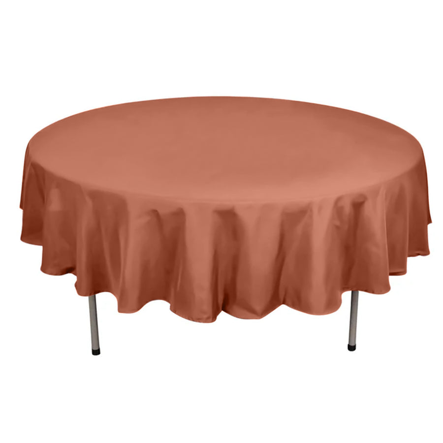 90\" Terracotta (Rust) Polyester Round Tablecloth