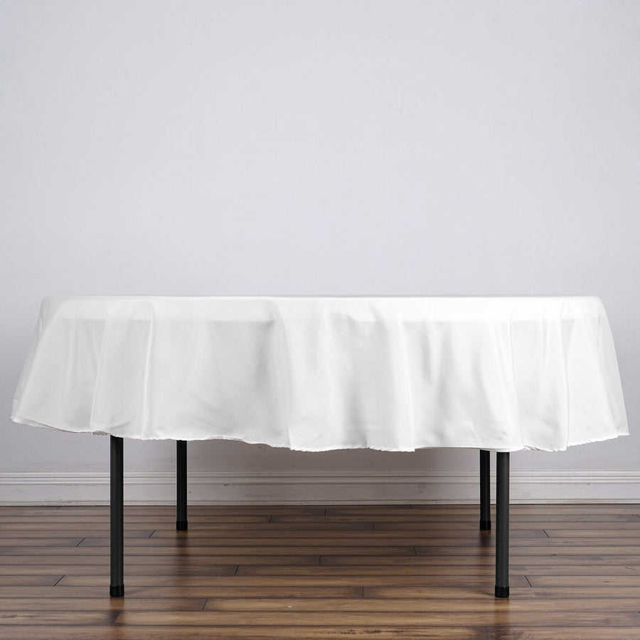 90" White Polyester Round Tablecloth
