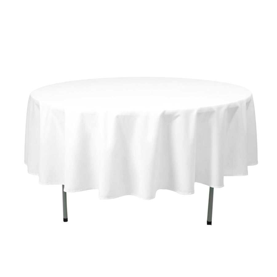 90" White Premium Polyester Round Tablecloth - 220GSM