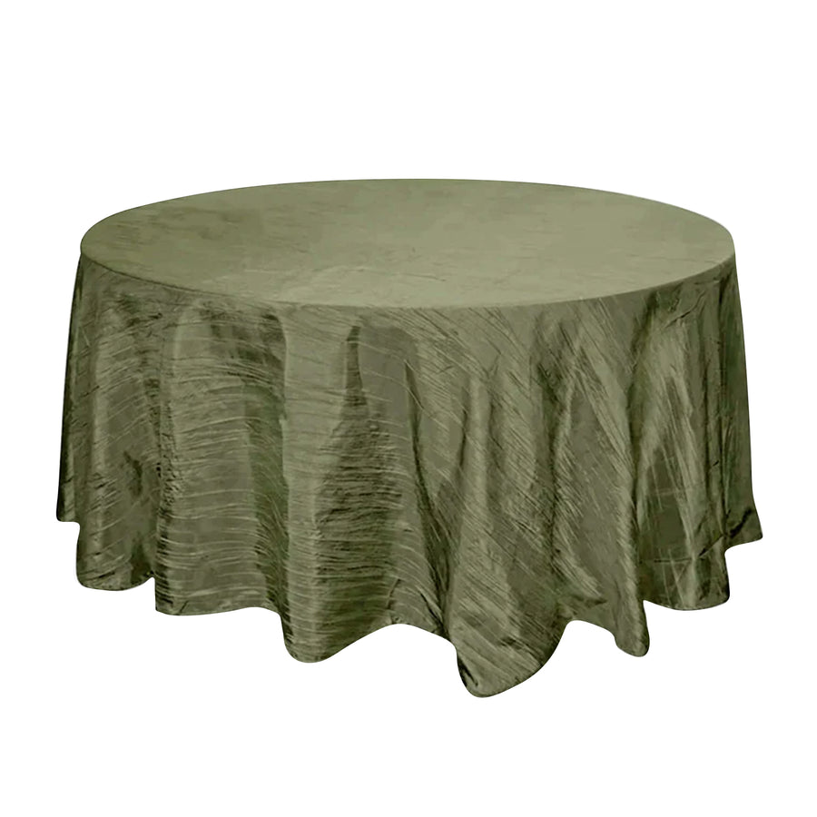 Olive green round tablecloth with a textured finish