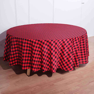 Black/Red Seamless Buffalo Plaid Round Tablecloth