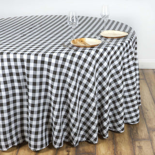 Elegant White/Black Buffalo Plaid Round Tablecloth Elegant White/Black Buffalo Plaid Round Tablecloth