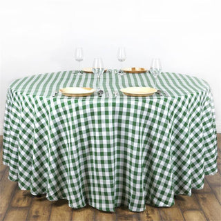 White/Green Seamlss Buffalo Plaid Round Tablecloth White/Green Seamlss Buffalo Plaid Round Tablecloth