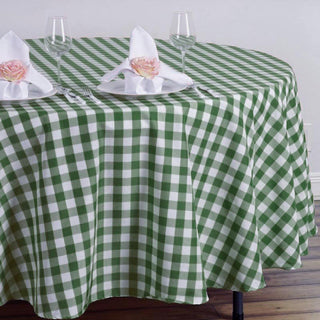 White/Green Buffalo Plaid Round Tablecloth White/Green Buffalo Plaid Round Tablecloth