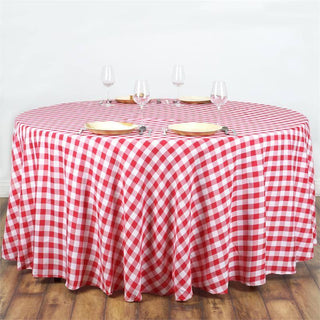 White/Red Buffalo Plaid Round Tablecloth White/Red Buffalo Plaid Round Tablecloth