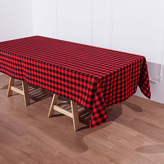 Make a Statement with the Black/Red Buffalo Plaid Tablecloth